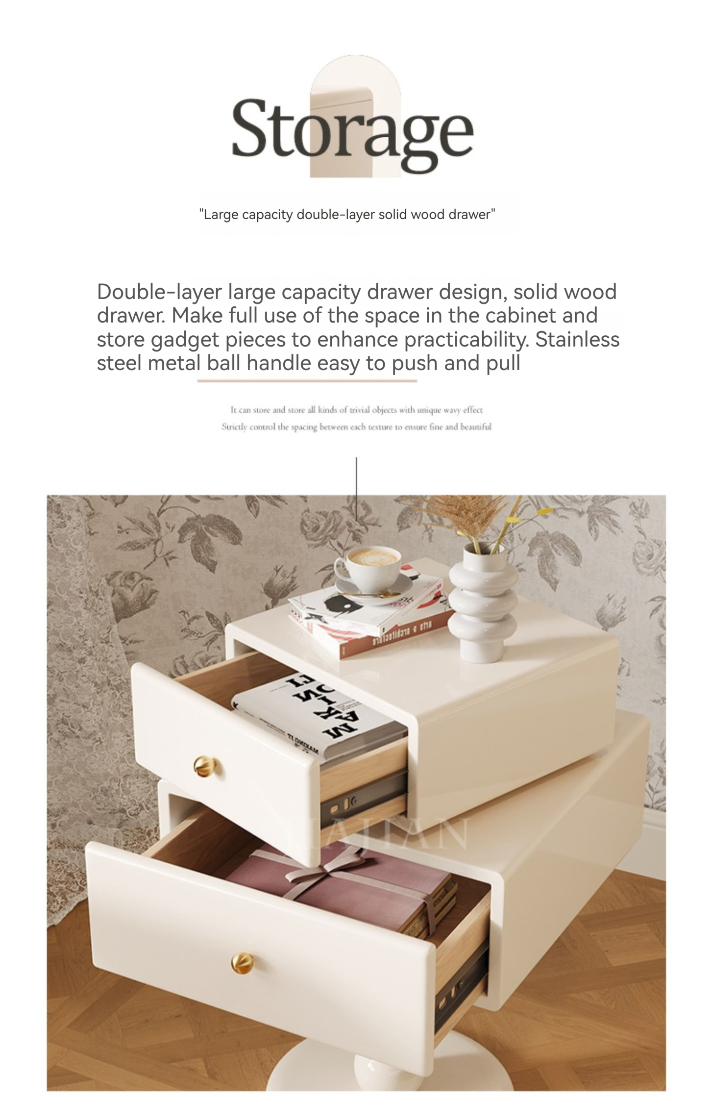 [Pre-order]  Creamy sugar cube bedside table, modern simple small multi-functional French light luxury bedroom, creative storage bedside cabinet-Smart-Living