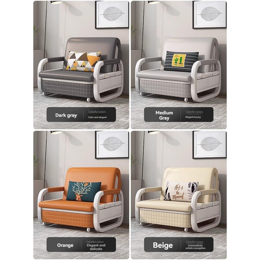[Pre-order]  Microfiber leather sofa bed multi-functional foldable dual-use home telescopic single office pull-out storage bed-Smart-Living