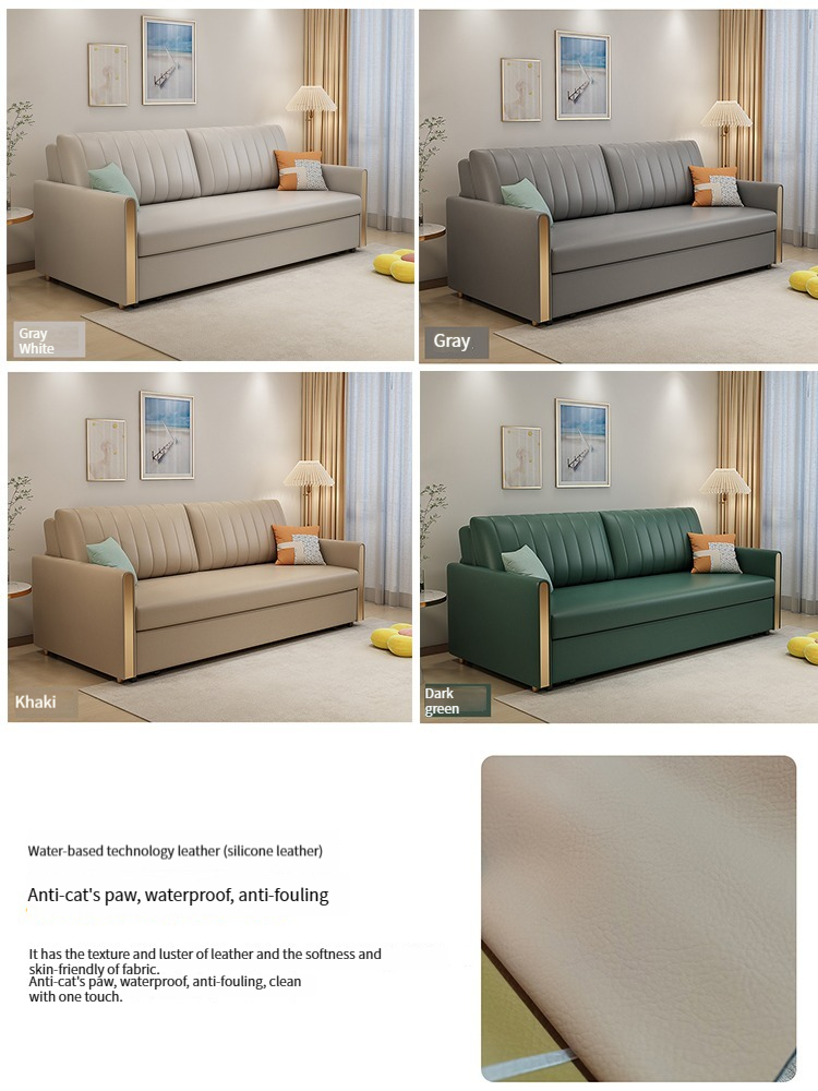 [Pre-order]  Light Luxury Multifunctional Scratch Cloth Dual Purpose Sofa Bed Foldable Leather Technology Removable and Washable-Smart-Living