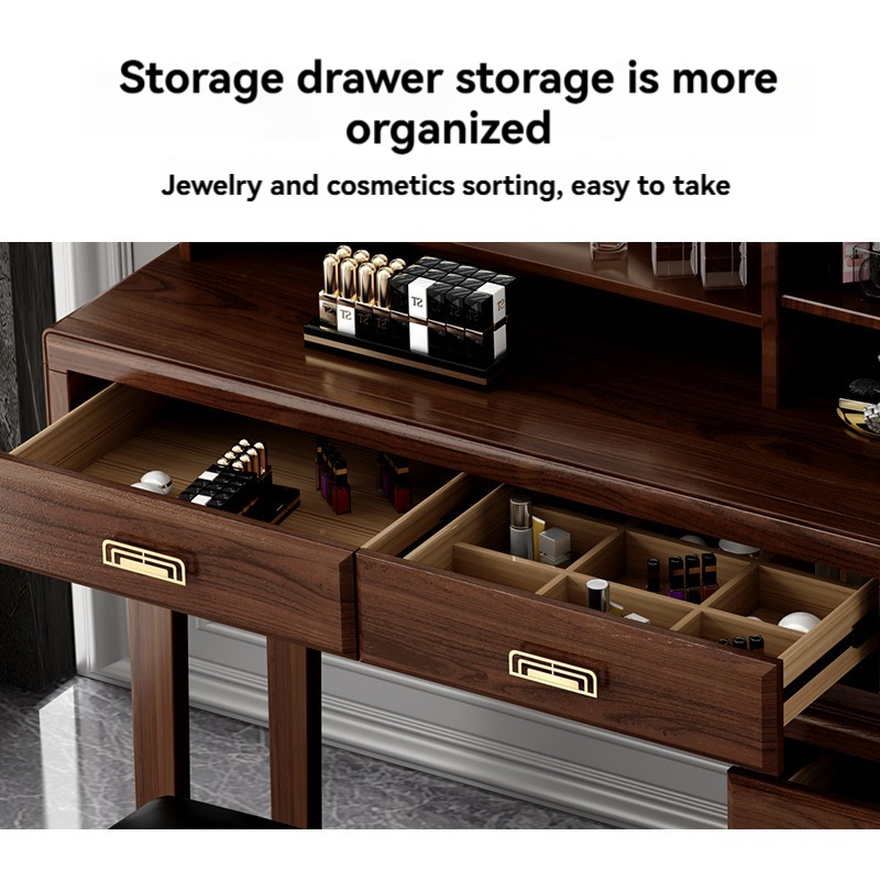 【pre order】New Chinese dresser, bedroom solid wood dressing table, extendable and minimized storage cabinet, integrated simple modern dressing table-Smart-Living