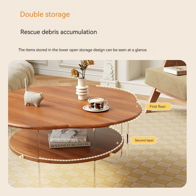 [Pre-order]  Solid wood simple coffee table, modern small household, home retro style, Nordic small table, French cream style tea table-Smart-Living