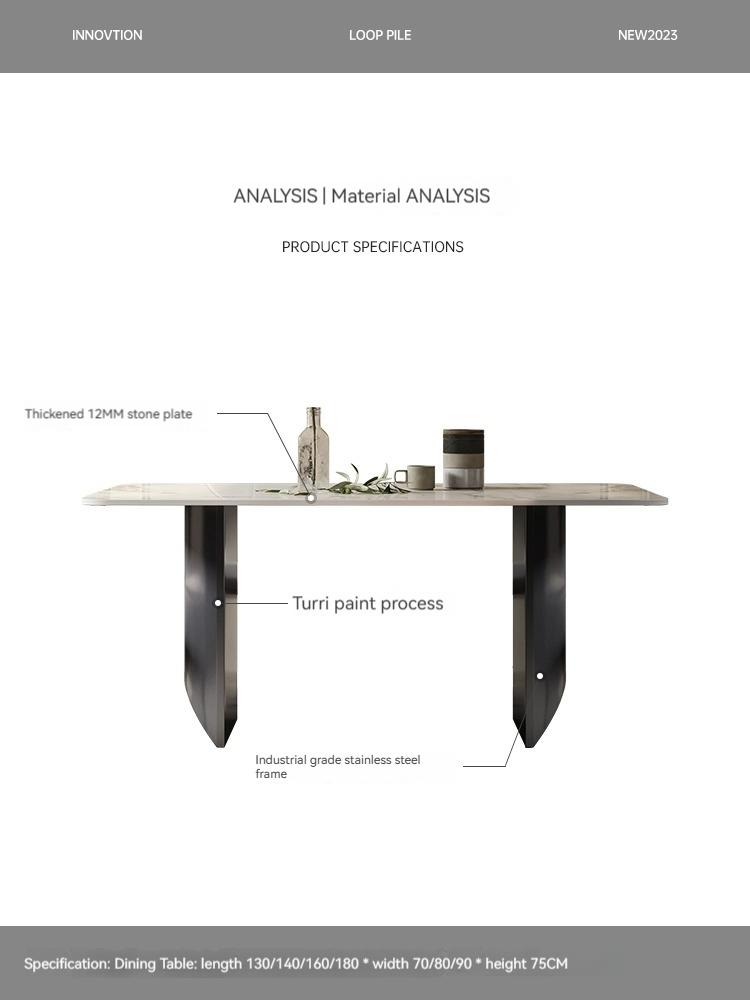[Pre-order] Dining table Small household modern simple dining table and chair combination dining table rectangular light rock plate dining table-Smart-Living