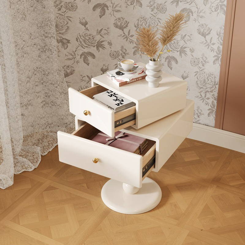 [Pre-order]  Creamy sugar cube bedside table, modern simple small multi-functional French light luxury bedroom, creative storage bedside cabinet-Smart-Living