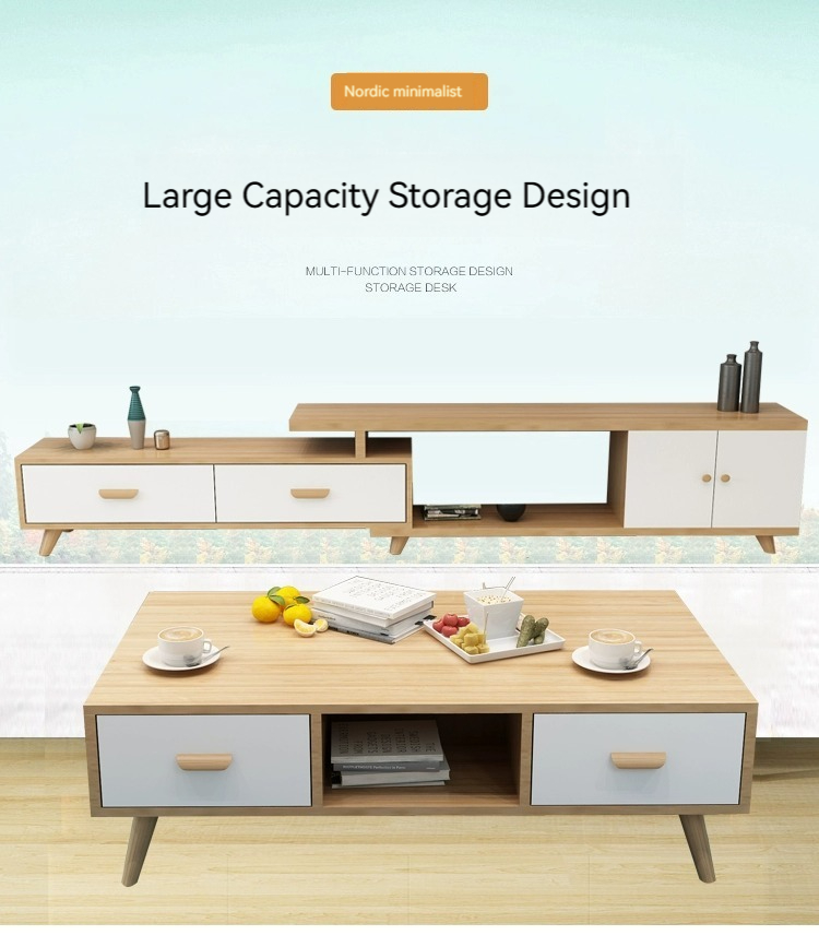 [Pre order]Nordic solid wood TV cabinet Modern minimalist small unit living room home TV cabinet