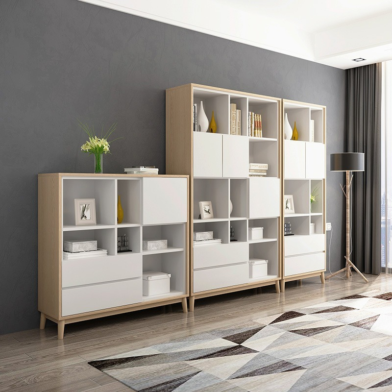 [Pre-order] Nordic simple modern bookcase shelf single combination with cabinet door creative bookcase easy bookshelf-Smart-Living