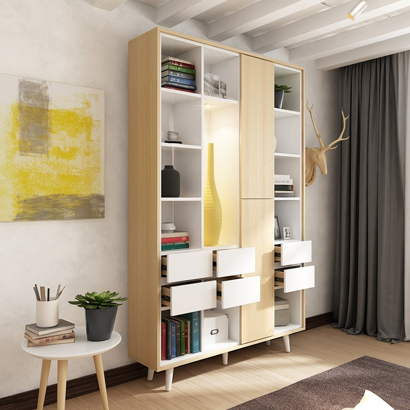 [Pre-order] Nordic Style Painted Bookcase with Doors, Multi-functional Storage Bookshelf with Large Capacity Drawers, Storage Wardrobe for Books and Items.-Smart-Living