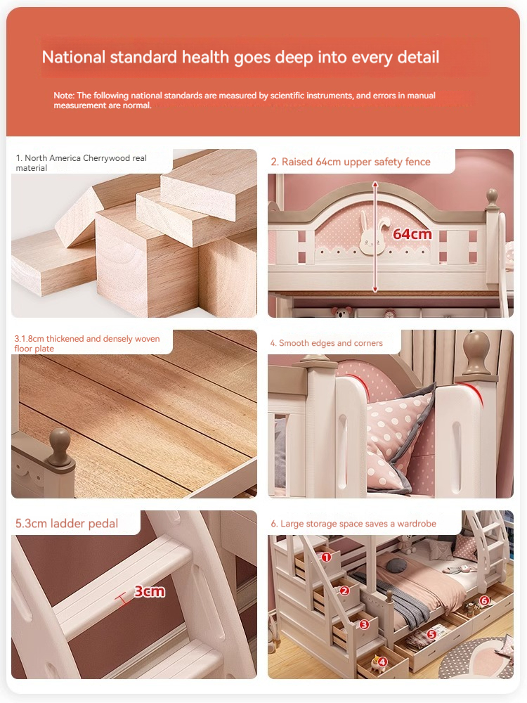 [Pre-order] All solid wood children's bed and bunk bed, double bed, princess bed, high and low bed, rabbit bed, double bunk bed-Smart-Living