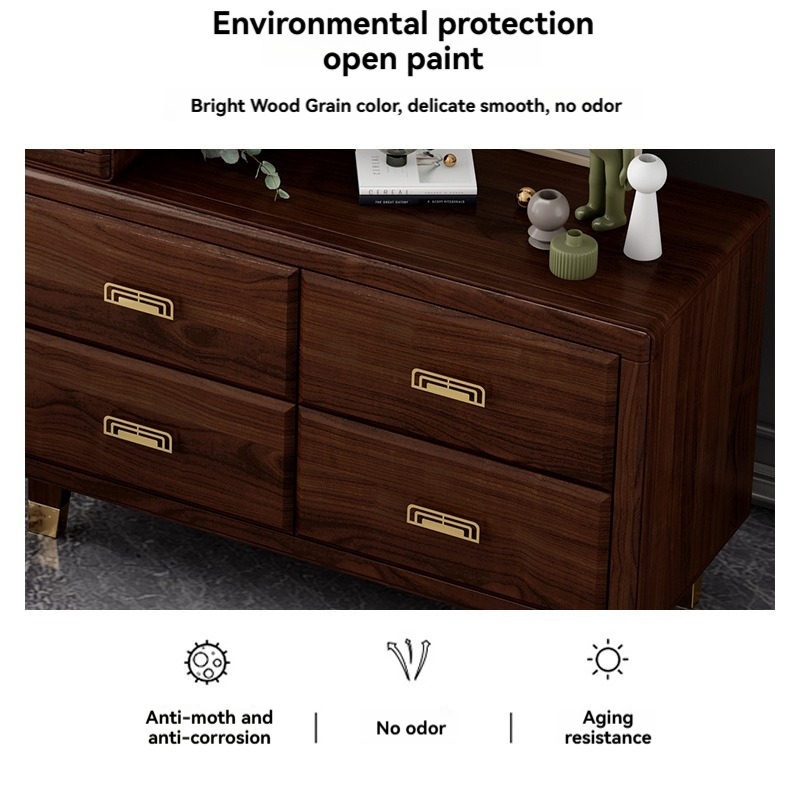 【pre order】New Chinese dresser, bedroom solid wood dressing table, extendable and minimized storage cabinet, integrated simple modern dressing table-Smart-Living