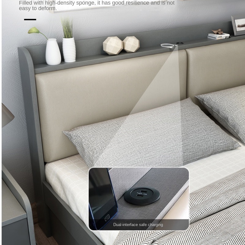 [Pre-order]  Wooden Master Bedding Double Modern Simple Tatami Small Unit Air Pressure High Storage Box Bed-Smart-Living