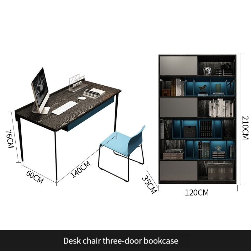 [Pre-order] Italian minimalist glass door bookcase modern and simple household living room floor storage rack bedroom study bookshelf combination.-Smart-Living