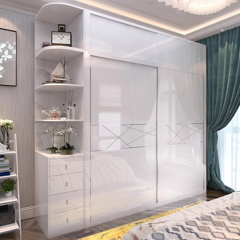 [Pre-order] Sliding door wardrobe modern simple paint overall sliding door large wardrobe bedroom panel combination-Smart-Living