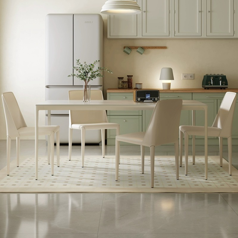 [Pre-order]  Slate dining table, modern simplicity, French cream style dining table, minimalist rectangular aluminum alloy-Smart-Living