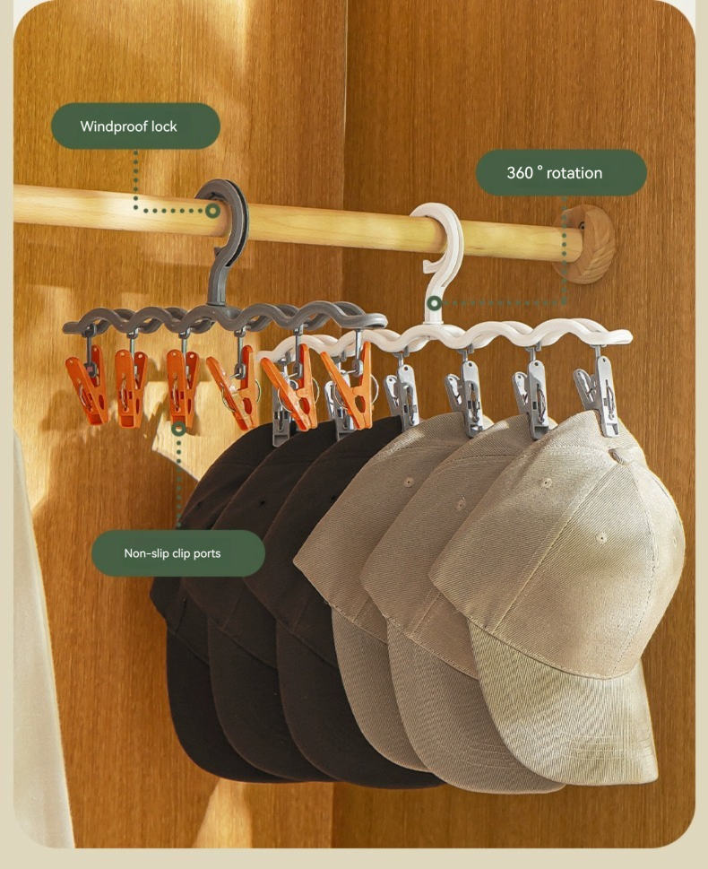 [Pre-order] Nachuan hat storage artifact baby hat rack clip baseball cap hanger bracket hook entrance wardrobe multi-clipA0642(6 Hooks)-Smart-Living