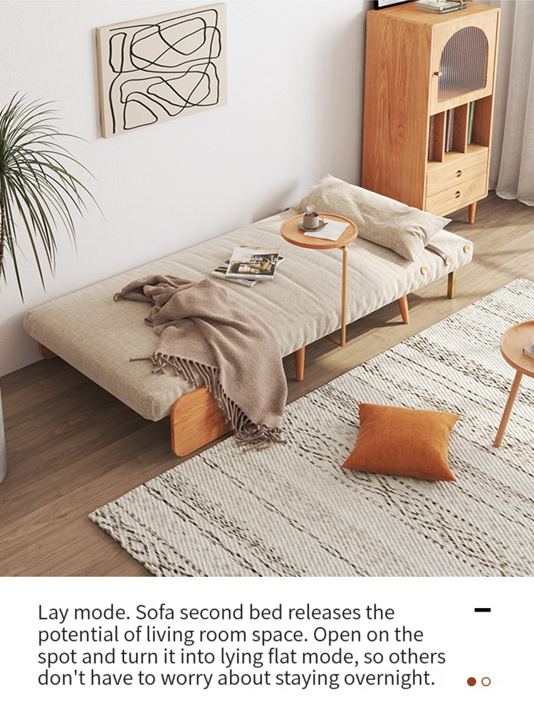 [Pre-order]  Huanas Japanese sofa bed foldable dual purpose living room solid wood legs double single multifunctional sofa bed small household-Smart-Living