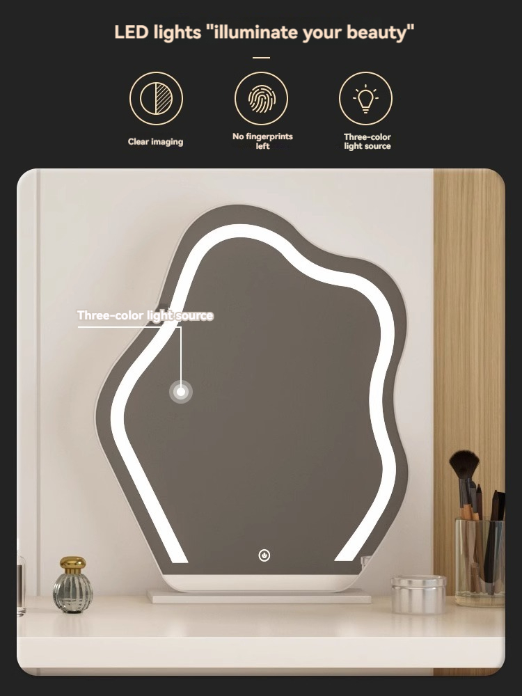 [Pre-order] Oulang solid wood cream style dresser desk integrated combination bedroom Internet celebrity rotatable dressing table computer desk-Smart-Living