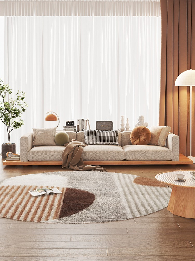 [Pre-order]  Special offer Japanese-style sofa living room modern simple large household straight three-person corner Guifei floor-standing platform sofa-Smart-Living