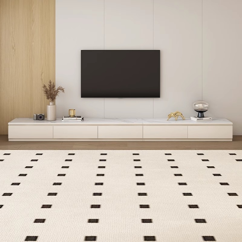 [Pre-order] Oulang 2024 Solid Wood Cream Style Slate TV Cabinet Coffee Table Combo Small Household Modern Simple White Living Room TV Cabinet-Smart-Living