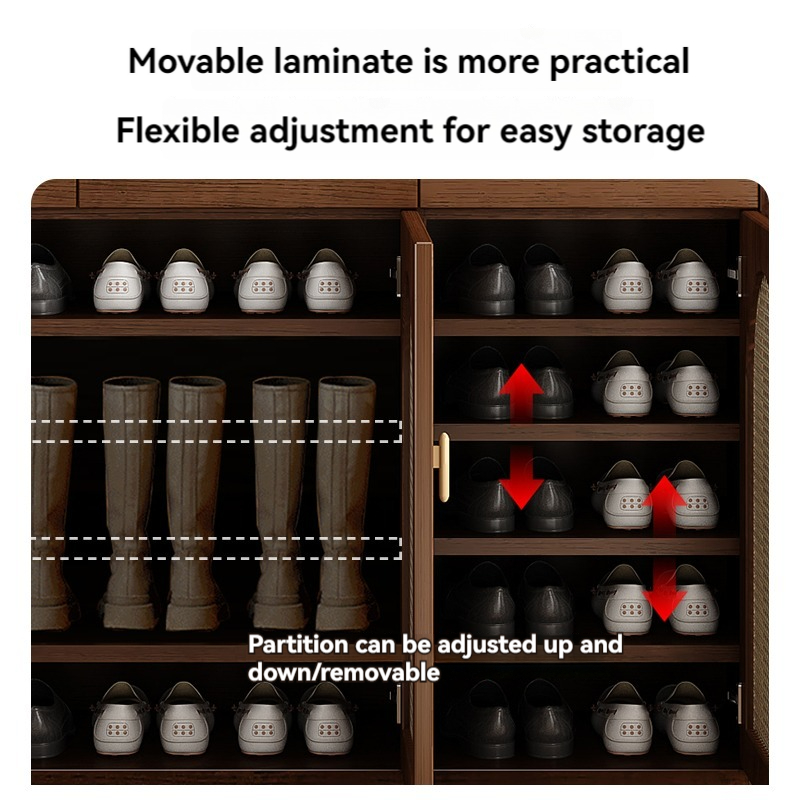 [Pre-order]  New Chinese Clothes Hanger Shoe Cabinet Integrated Solid Wood Frame Simple Modern Household Door Partition Cabinet Entry Door Cabinet-Smart-Living