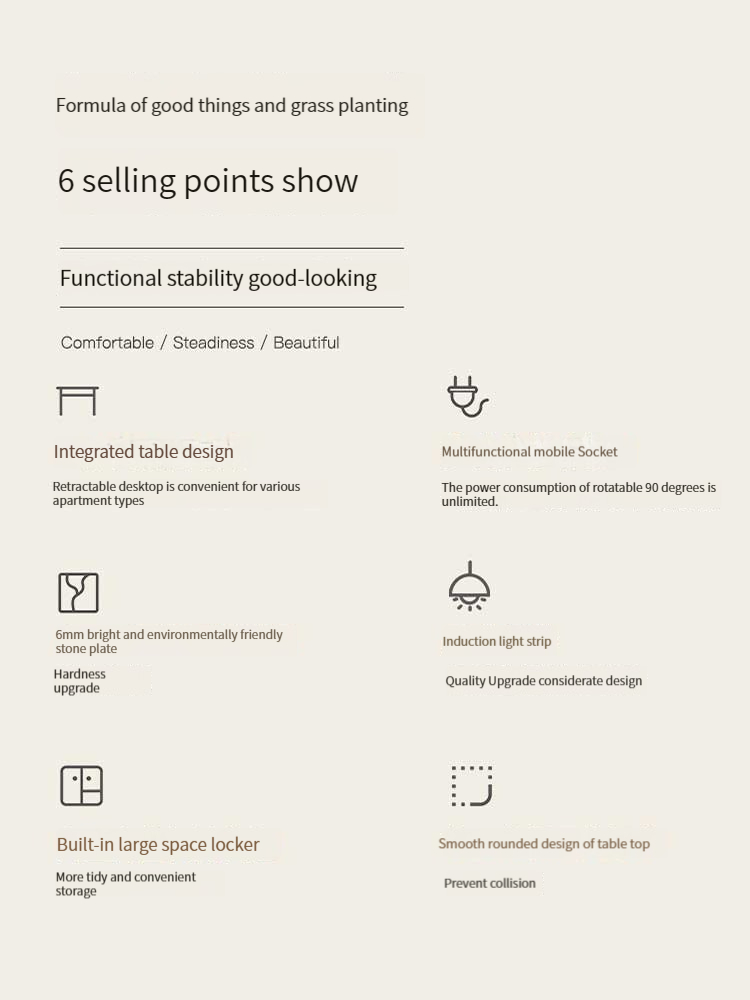 [Pre-order]  Light luxury cream wind island platform slate dining table restaurant home modern simple storage integrated dining table and chairs telescopic dining table-Smart-Living