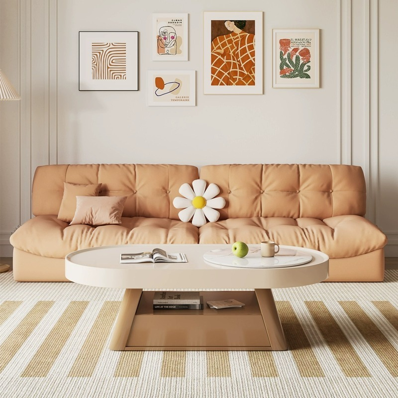 [Pre-order] New rock panel coffee table living room family small modern simple table cream style coffee table TV cabinet combination-Smart-Living