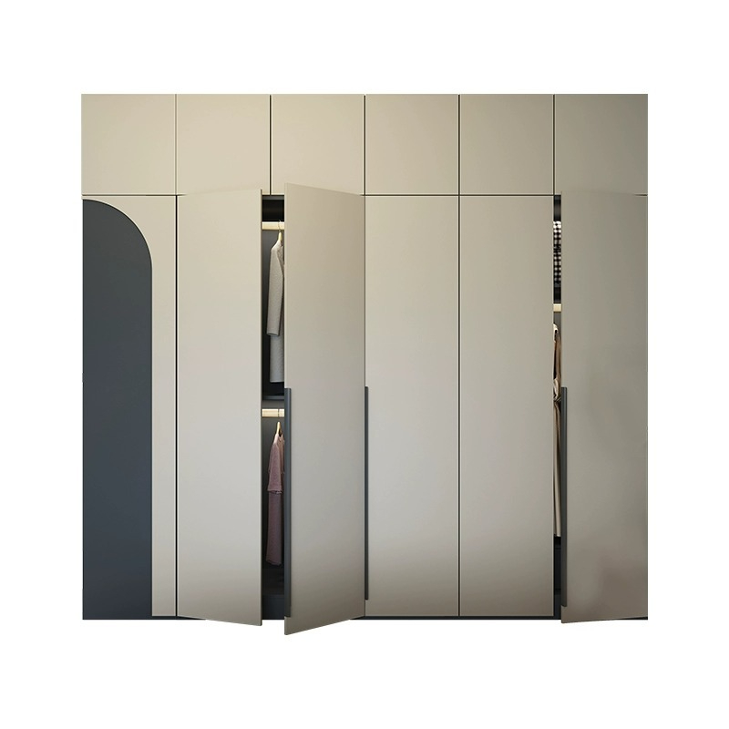 [Pre-order]  Cream style wardrobe, home bedroom, modern simplicity, one to top swing door, four or five doors to store storage, large wardrobe-Smart-Living