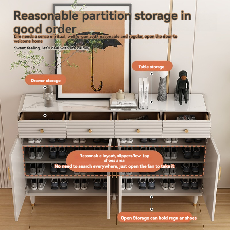 [ Pre-order ]  Light luxury cream air shoe cabinet Home door entry door cabinet modern simple living room partition cabinet storage hall cabinet-Smart-Living