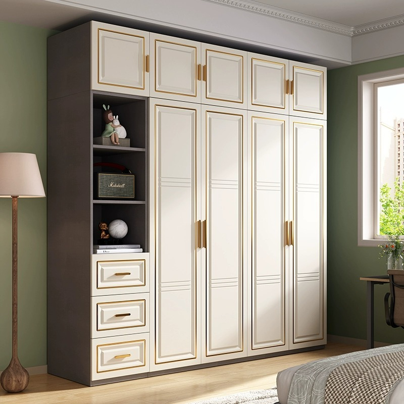 [Pre-order]  Wardrobe home bedroom European style double door white large wardrobe modern simple four doors five doors storage cabinet-Smart-Living