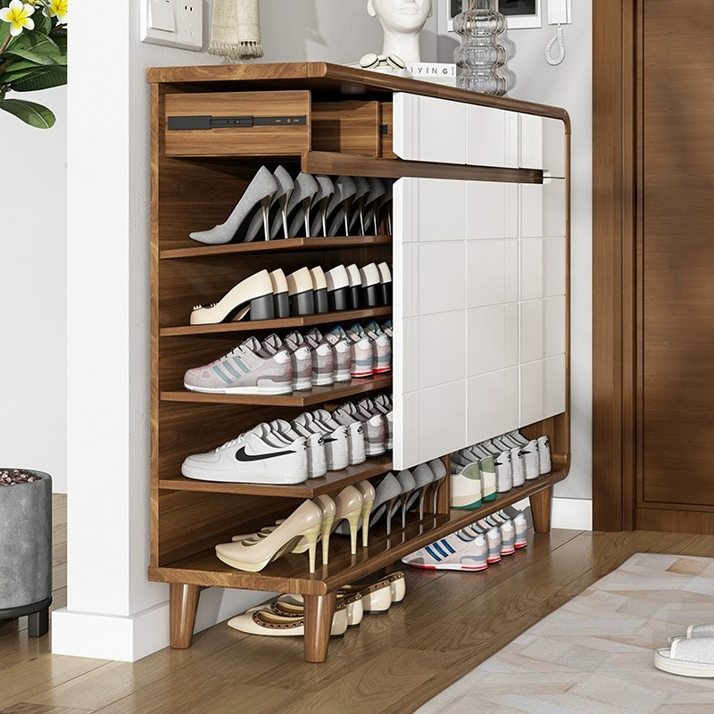 Pure solid wood doorstep shoe cabinet, new popular 2023, minimalist modern living room partition storage cabinet at home doorstep-Smart-Living