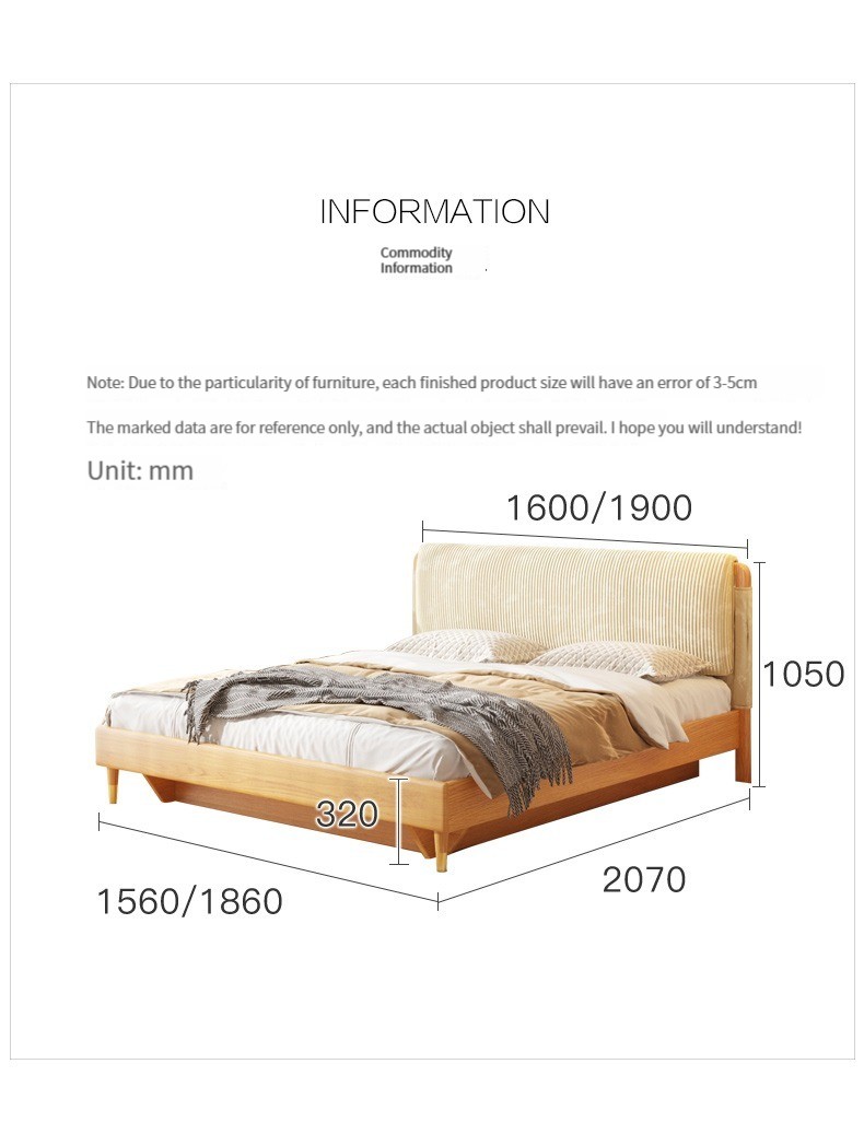 [Pre-order]  Solid wood high box storage bed Japanese small unit modern minimalist master bedroom 1.8m double box storage large bed-Smart-Living