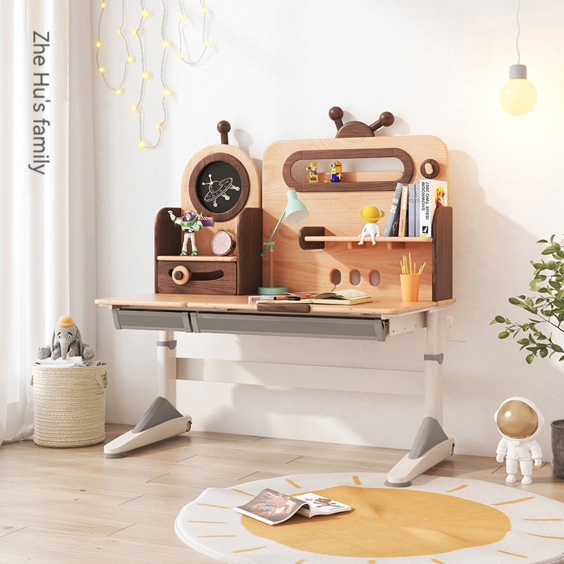 [Pre-order]  Cyber Kids Desk Study Table Set Home Lift Boys Girls Solid Wood Multifunctional Writing Table Boys-Smart-Living