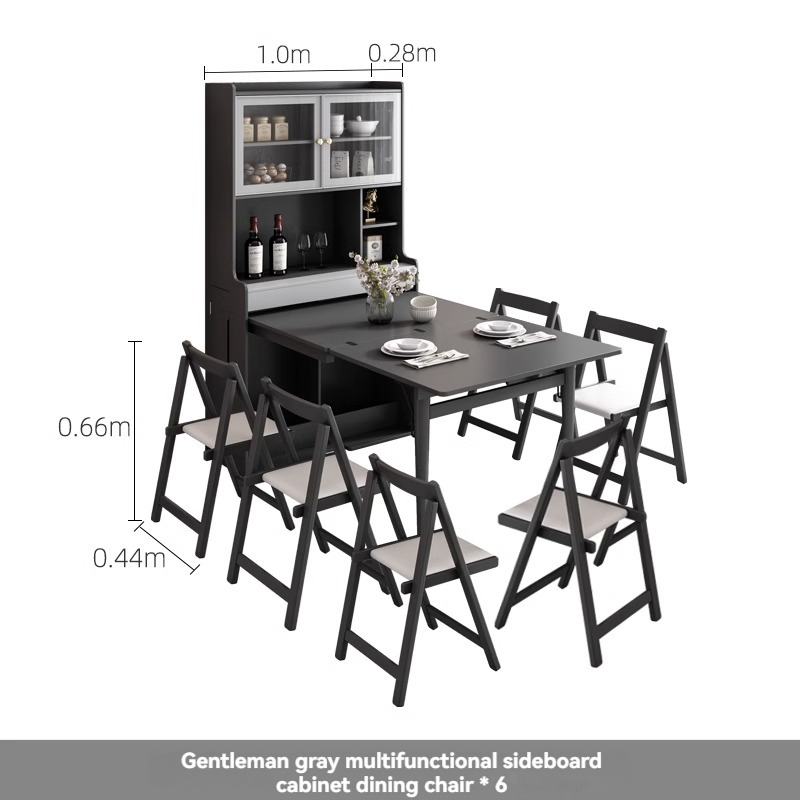 [pre-order] Oulang Scandinavian modern simple small household foldable retractable dining table dining table bar all-in-one household multifunctional table-Smart-Living