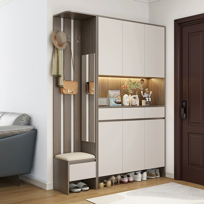 [Pre-order]  Entry door cabinet, living room partition cabinet, modern minimalist shoe rack, screen cabinet, household shoe changing stool, integrated shoe cabinet combination-Smart-Living