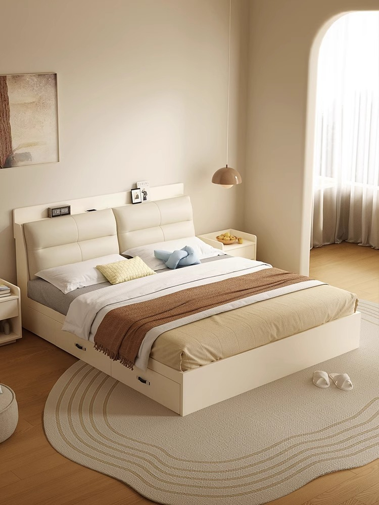 Wooden Moon Intelligent Storage Bed Modern and Simple High Box Bed Small Unit Provincial Space Bedroom Nordic Multifunctional Tatami-Smart-Living