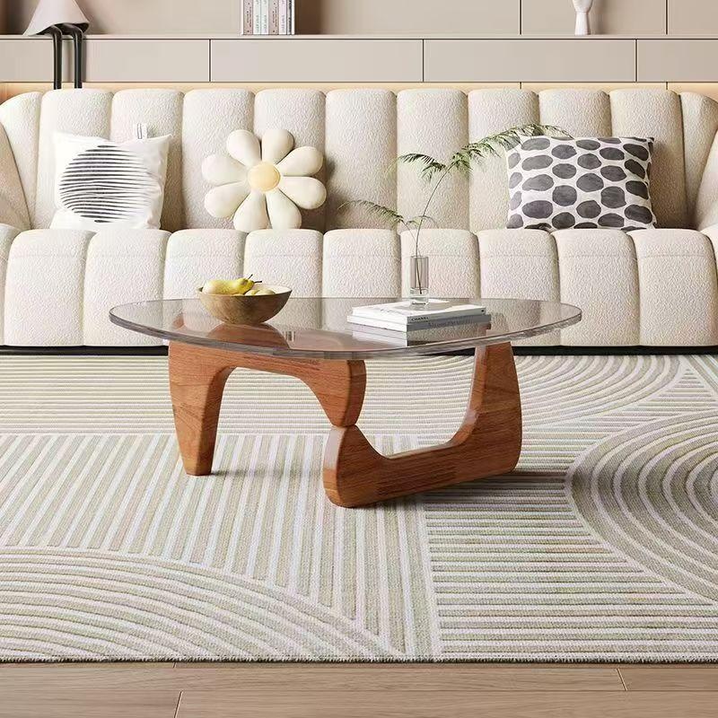 NKAHS-CT-01 [PRE-ORDER] small coffee tale modem nordic tempered glass tale with solid wood base