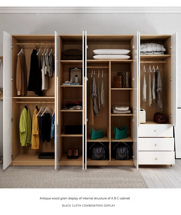 [Pre-order]  Wardrobe, family bedroom, minimalist modern cabinet with top cabinet, Nordic small unit, 2 two door, three door children's wardrobe-Smart-Living