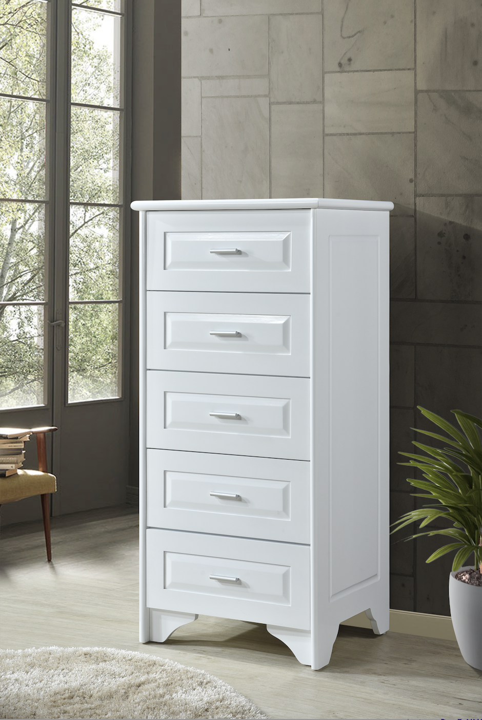 Office home storage cabinet, wooden bedside table with wheels, simple and modern, white office cabinet-Smart-Living