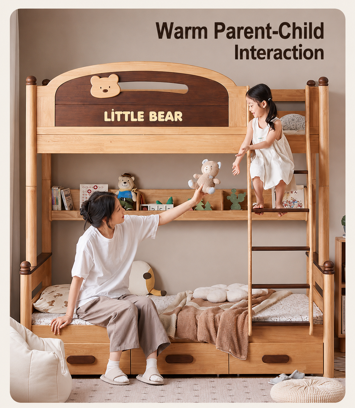 Solid Wood for Kids, Boys & Girls Bunk Bed