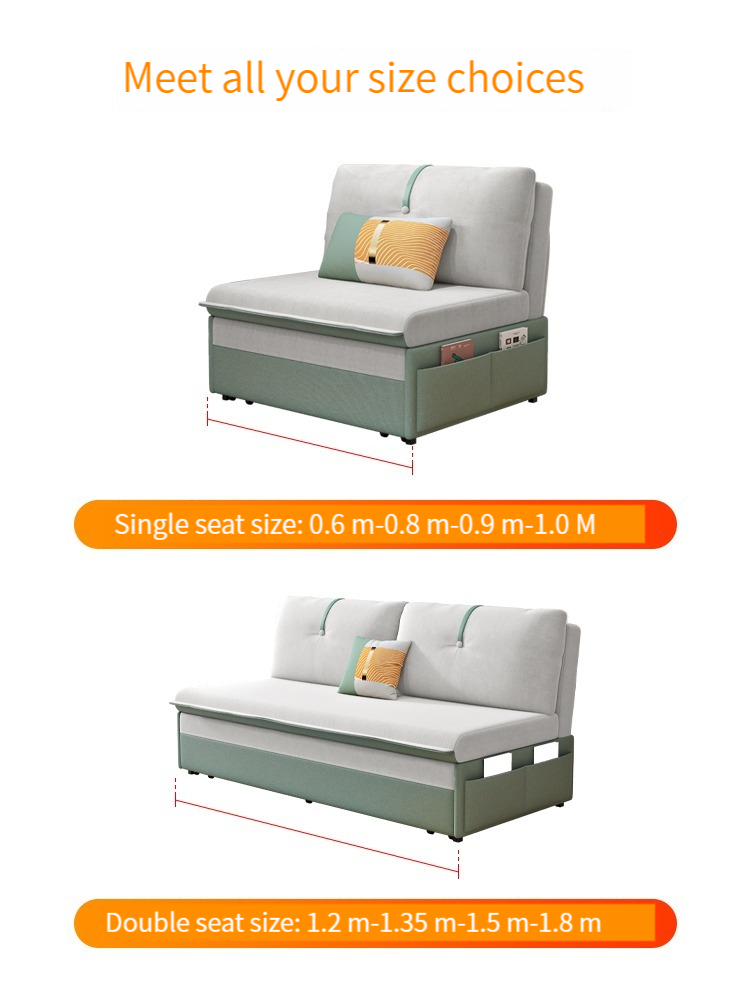 [Pre-order]  Sofa bed folding dual-use multi-functional pull-out double can be disassembled and washed small household armless flannelette comb bed-Smart-Living