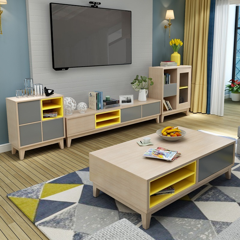 [Pre-order]  Classic Scandinavian-style mixed living room series coffee table, TV cabinet, side cabinet, storage cabinet, factory direct sales.-Smart-Living