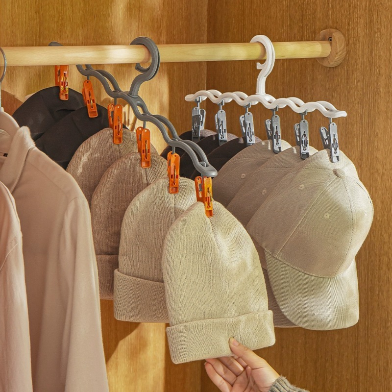 [Pre-order] Nachuan hat storage artifact baby hat rack clip baseball cap hanger bracket hook entrance wardrobe multi-clipA0642(6 Hooks)-Smart-Living