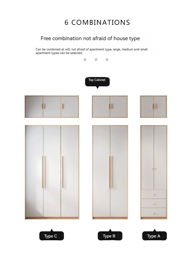 [Pre-order]  Wardrobe, family bedroom, minimalist modern cabinet with top cabinet, Nordic small unit, 2 two door, three door children's wardrobe-Smart-Living