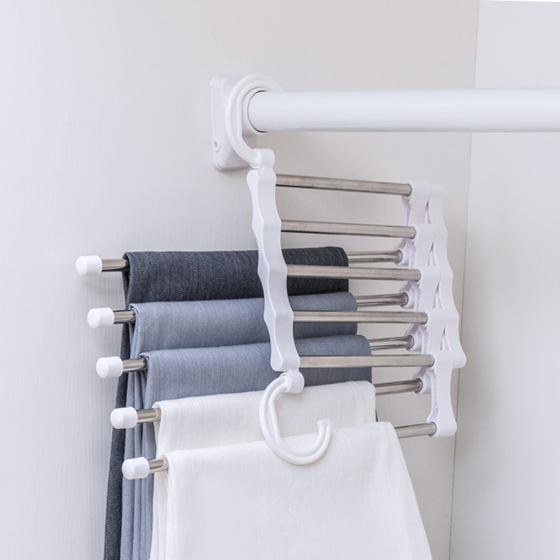 [Pre-order] Nachuan household white stainless steel trouser rack multifunctional trouser rack (elegant white)-A0115-Smart-Living