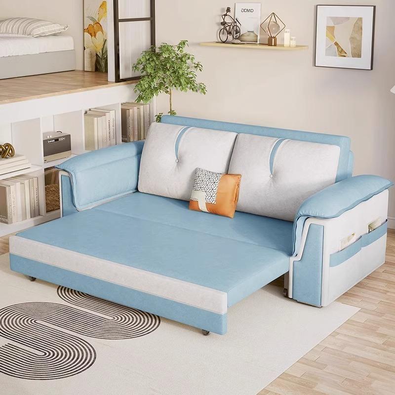 [Pre-order]  Fabric sofa bed small living room multi-purpose folding apartment rental room modern simple network red model-Smart-Living