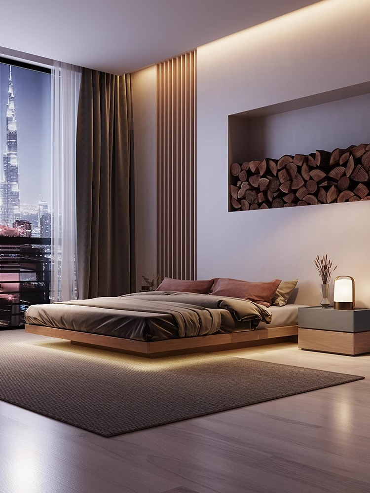 [Pre-order]  Japanese minimalist bed frame simple modern tatami bed no bedhead bed Homestays style off the ground low bed platform floating bed-Smart-Living