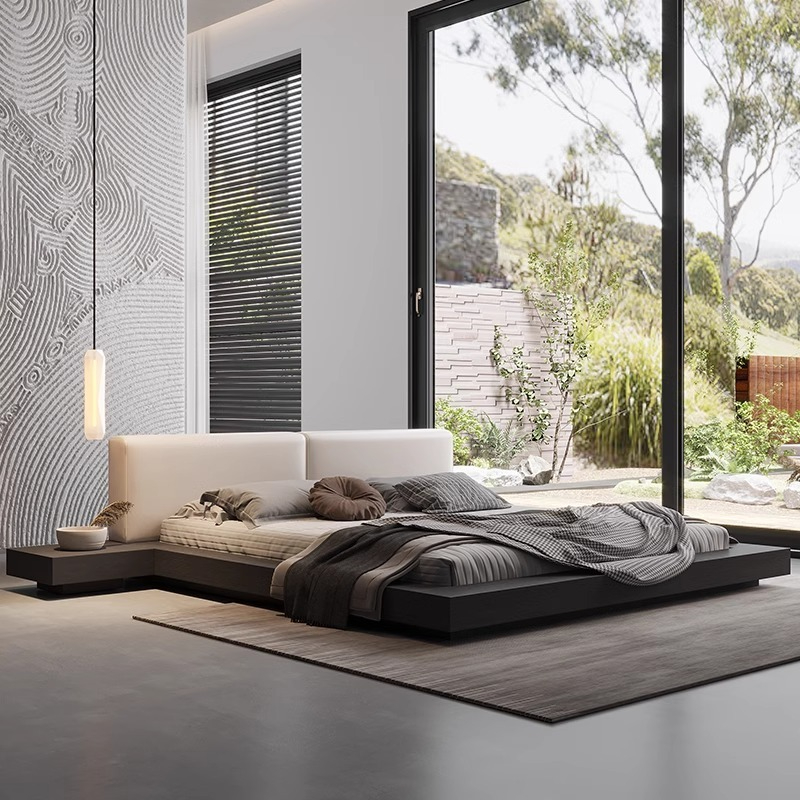 [Pre-order]  Nordic bed 1.5 meters tatami simple modern master bedroom 1.8 meters soft storage double bed Japanese floor low bed-Smart-Living