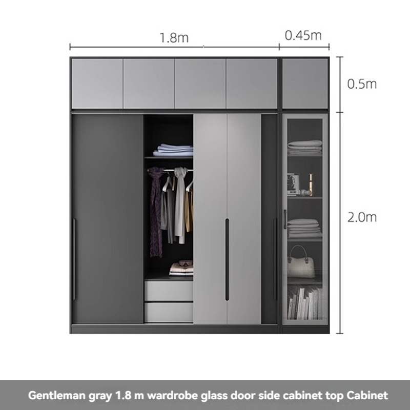[Pre-order] Oulang Scandinavian modern bedroom sliding door three-door wardrobe simple assembly economy household sliding door wardrobe cabinet-Smart-Living