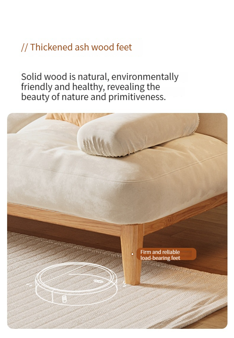 [Pre-order]  Japanese style sofa small solid wood feet living room simple technology cloth three-position Scandinavian side table storage function sofa-Smart-Living