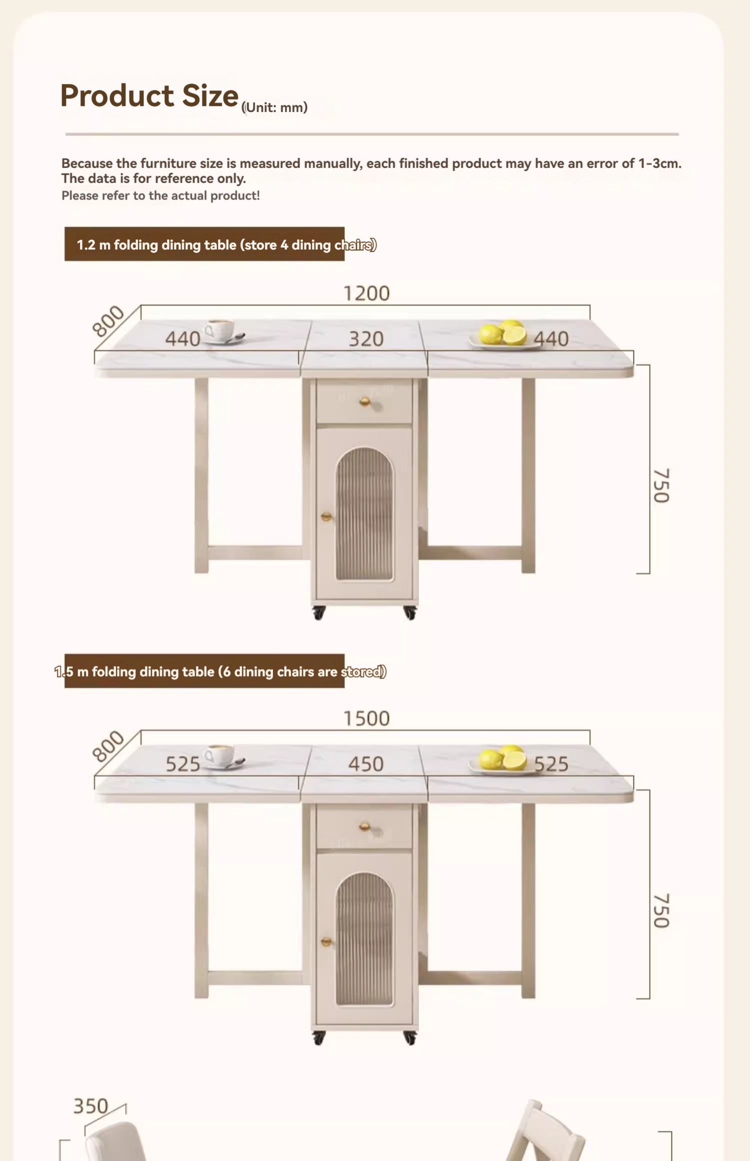 [Pre-order] Oulang Cream wind folding rock plate dining table and chairs combination rental room home small household simple movable rectangular eating-Smart-Living