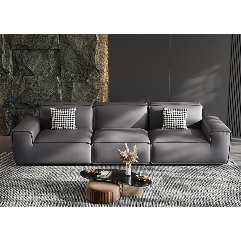 [Pre-order] Modernist Big Black Bull Sofa Brushed Fabric Leather Upholstered Sofa Set Furniture