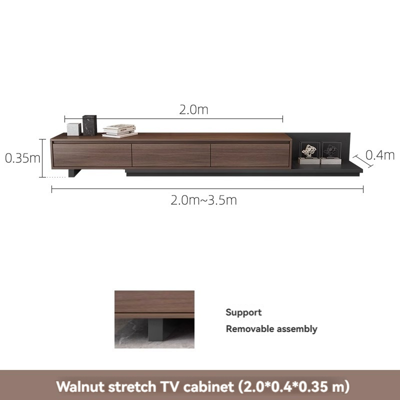 [Pre-order] Oulang Scandinavian living room walnut colour round net red coffee table modern small household TV cabinet and coffee table combination-Smart-Living